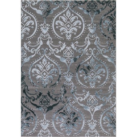 RLM DISTRIBUTION 3 ft. 3 in. x 4 ft. 7 in. Thema Large Damask - Teal, Gray HO2546002